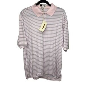 Iliac Golf Men's The Press Polo Pink Blue Stripe NEW Mens Size Large
